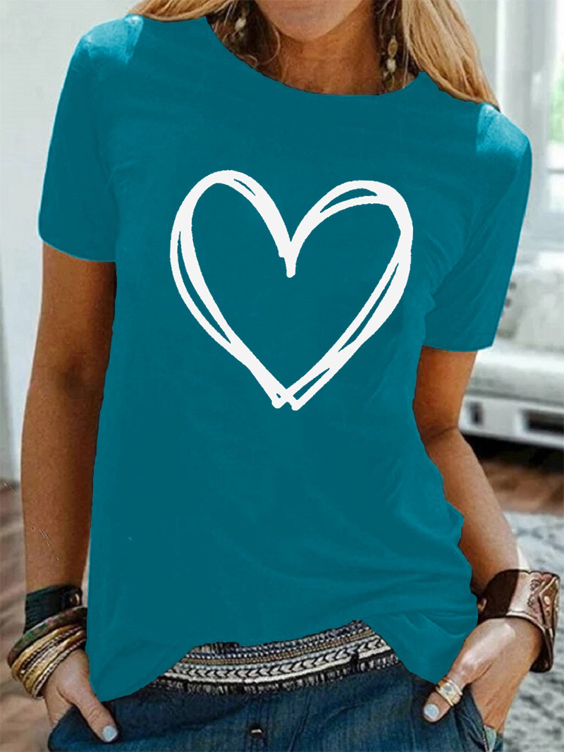 Women's T-shirt Short Sleeve T-shirts Printing Casual Streetwear Heart Shape display picture 9