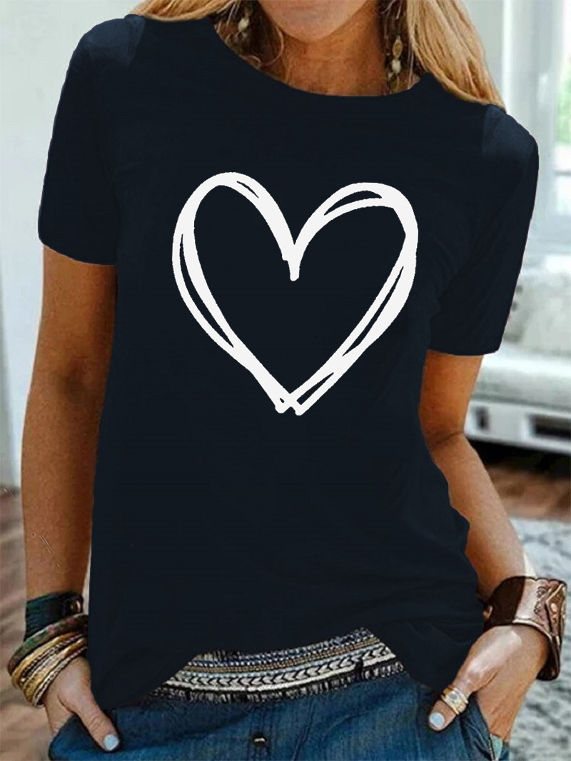 Women's T-shirt Short Sleeve T-shirts Printing Casual Streetwear Heart Shape display picture 10