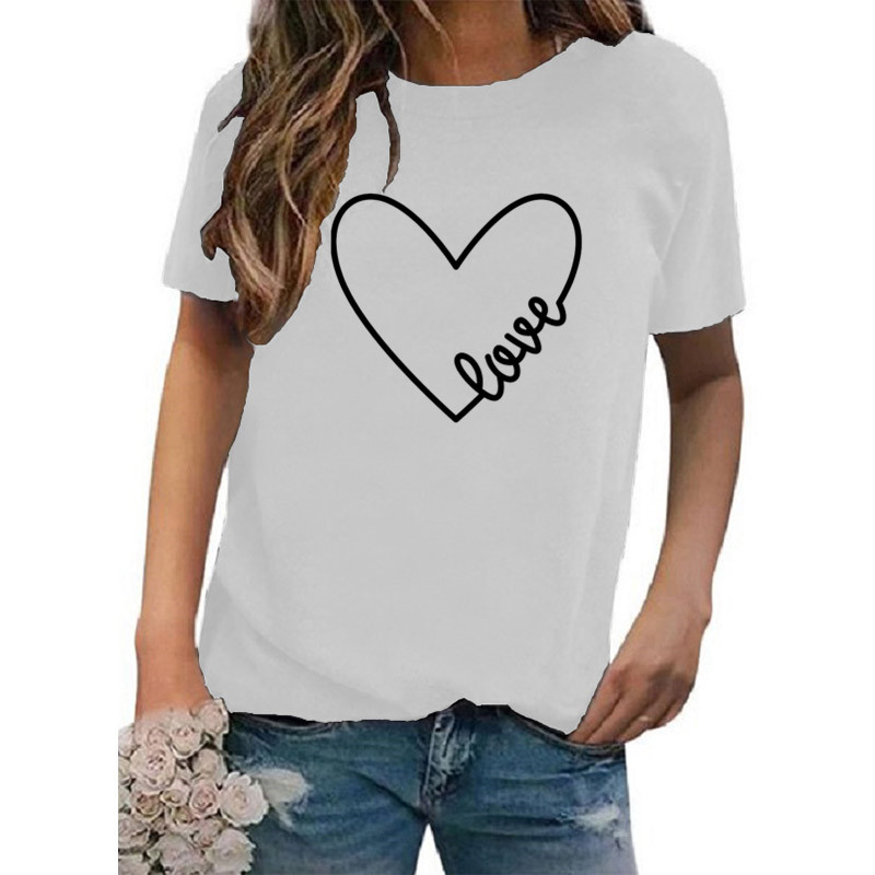 Women's T-shirt Short Sleeve T-shirts Casual Classic Style Letter Heart Shape display picture 1