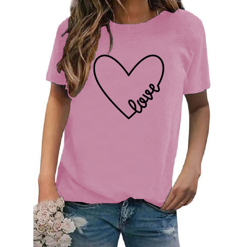 Women's T-shirt Short Sleeve T-shirts Casual Classic Style Letter Heart Shape display picture 2