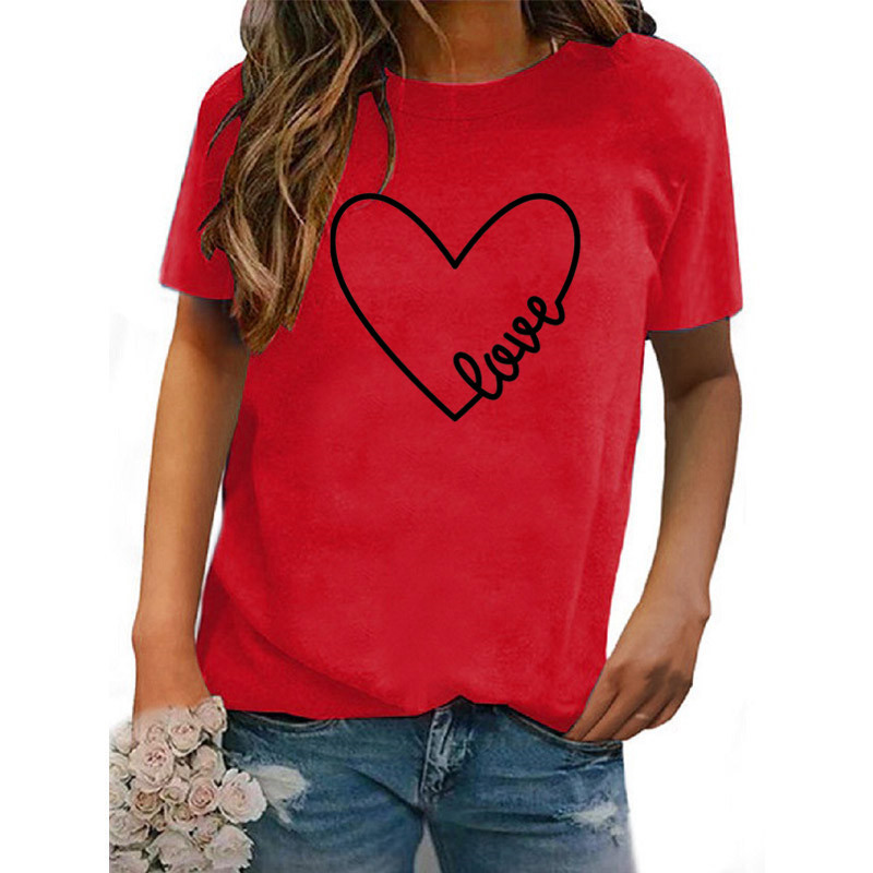 Women's T-shirt Short Sleeve T-shirts Casual Classic Style Letter Heart Shape display picture 3