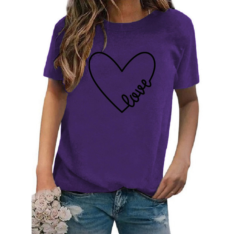 Women's T-shirt Short Sleeve T-shirts Casual Classic Style Letter Heart Shape display picture 4