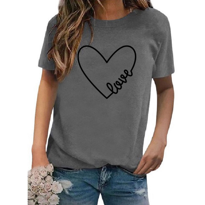 Women's T-shirt Short Sleeve T-shirts Casual Classic Style Letter Heart Shape display picture 5