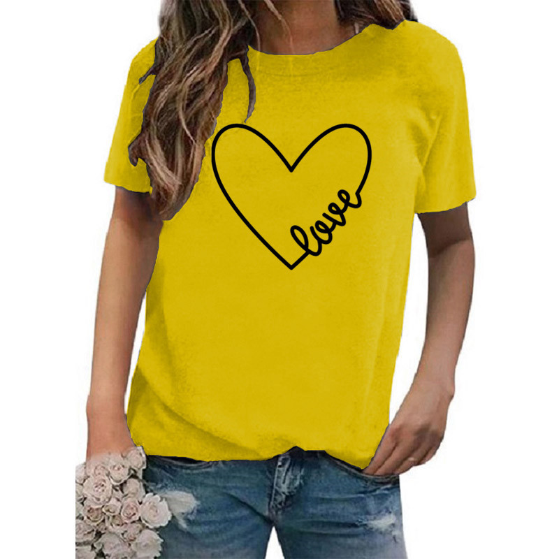Women's T-shirt Short Sleeve T-shirts Casual Classic Style Letter Heart Shape display picture 7