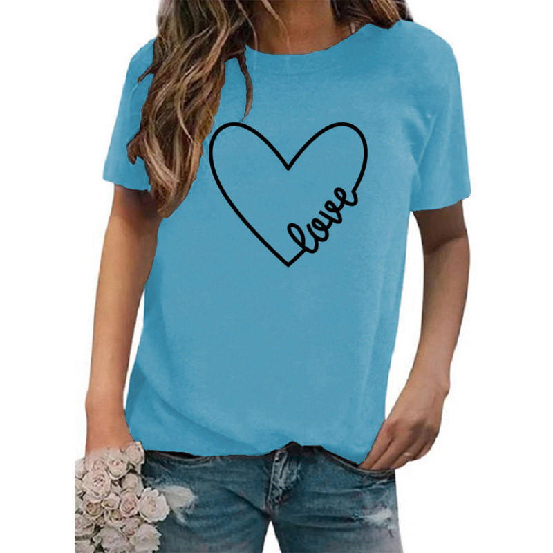 Women's T-shirt Short Sleeve T-shirts Casual Classic Style Letter Heart Shape display picture 9