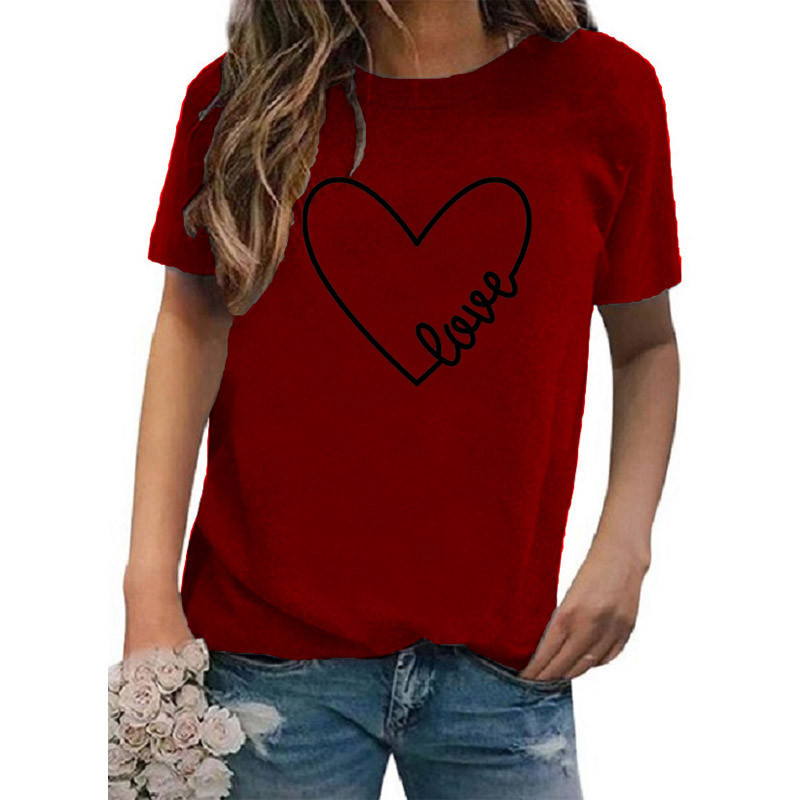 Women's T-shirt Short Sleeve T-shirts Casual Classic Style Letter Heart Shape display picture 10