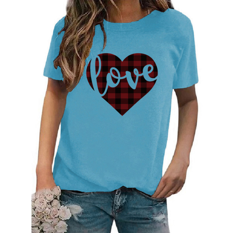 Women's T-shirt Short Sleeve T-shirts Printing Casual Classic Style Letter Heart Shape display picture 3