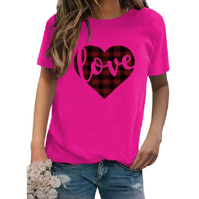 Women's T-shirt Short Sleeve T-shirts Printing Casual Classic Style Letter Heart Shape display picture 4