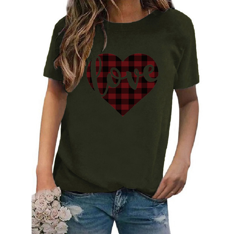 Mujeres Playeras Manga Corta Camisetas Impresión Casual Estilo Clásico Letra Forma De Corazón display picture 5