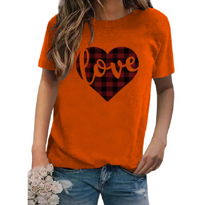Women's T-shirt Short Sleeve T-shirts Printing Casual Classic Style Letter Heart Shape display picture 8