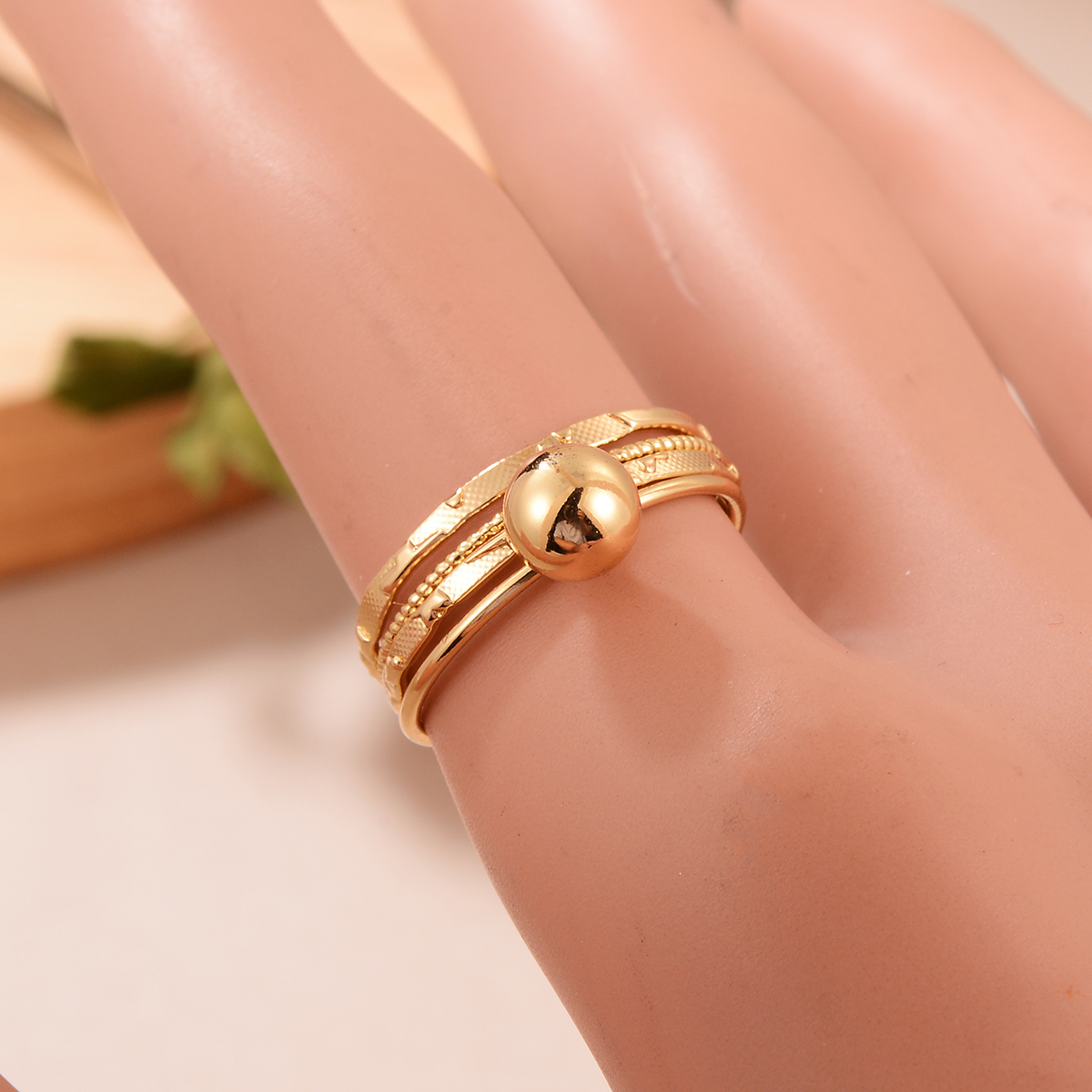 Ig Style Elegant Round Alloy Plating Plated Light Kc Gold Women's Rings display picture 4