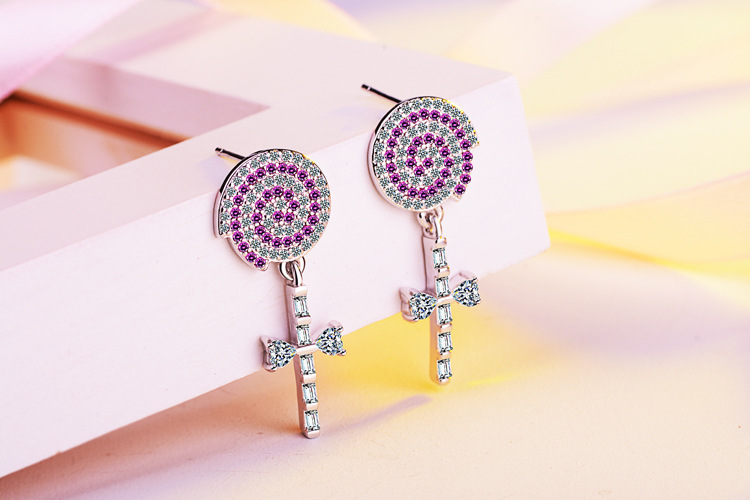 1 Pair Cute Cartoon Plating Inlay Copper Zircon White Gold Plated Ear Studs display picture 1