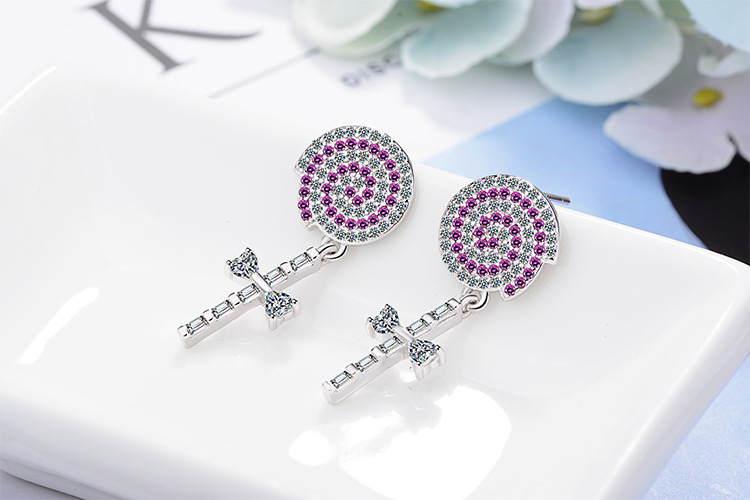 1 Pair Cute Cartoon Plating Inlay Copper Zircon White Gold Plated Ear Studs display picture 5