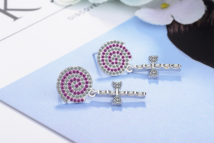 1 Pair Cute Cartoon Plating Inlay Copper Zircon White Gold Plated Ear Studs display picture 6