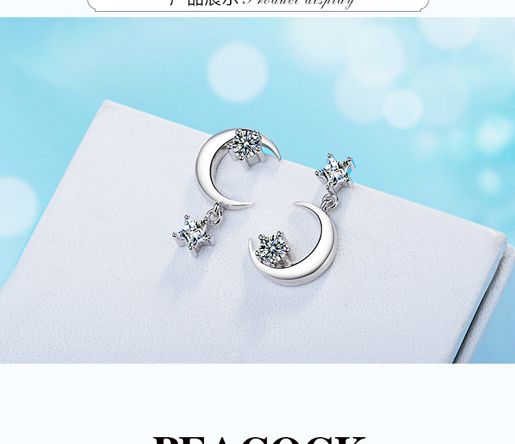 1 Pair Lady Star Plating Inlay Copper Zircon White Gold Plated Drop Earrings display picture 2
