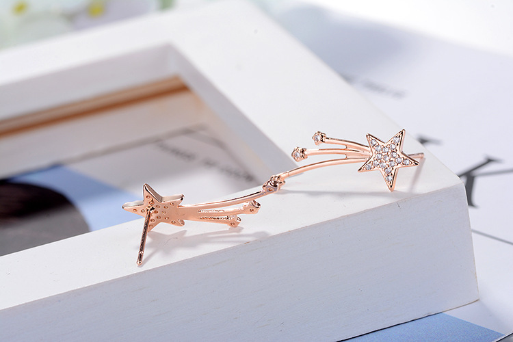 1 Pair Fairy Style Elegant Lady Star Inlay Copper Zircon Ear Studs display picture 1