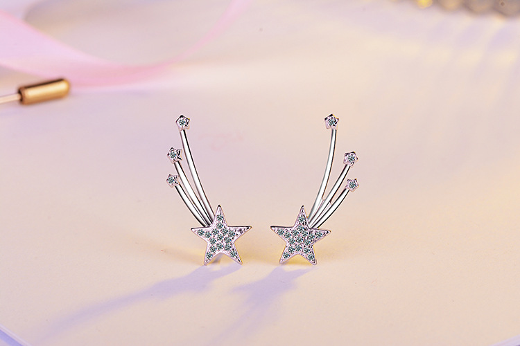 1 Pair Fairy Style Elegant Lady Star Inlay Copper Zircon Ear Studs display picture 3