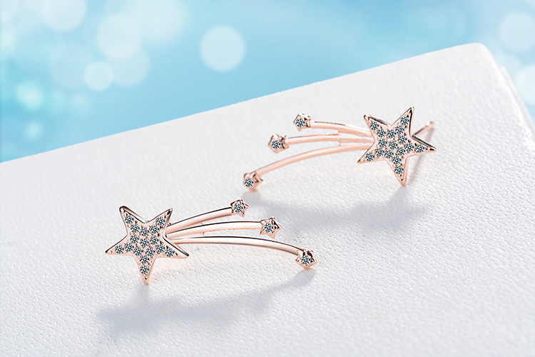 1 Pair Fairy Style Elegant Lady Star Inlay Copper Zircon Ear Studs display picture 4