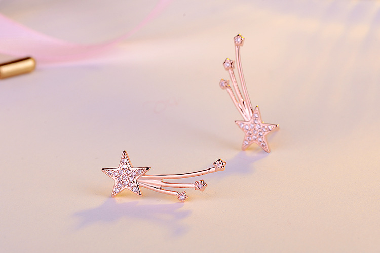 1 Pair Fairy Style Elegant Lady Star Inlay Copper Zircon Ear Studs display picture 7