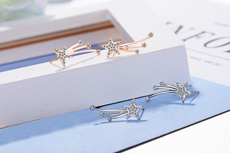 1 Pair Fairy Style Elegant Lady Star Inlay Copper Zircon Ear Studs display picture 8