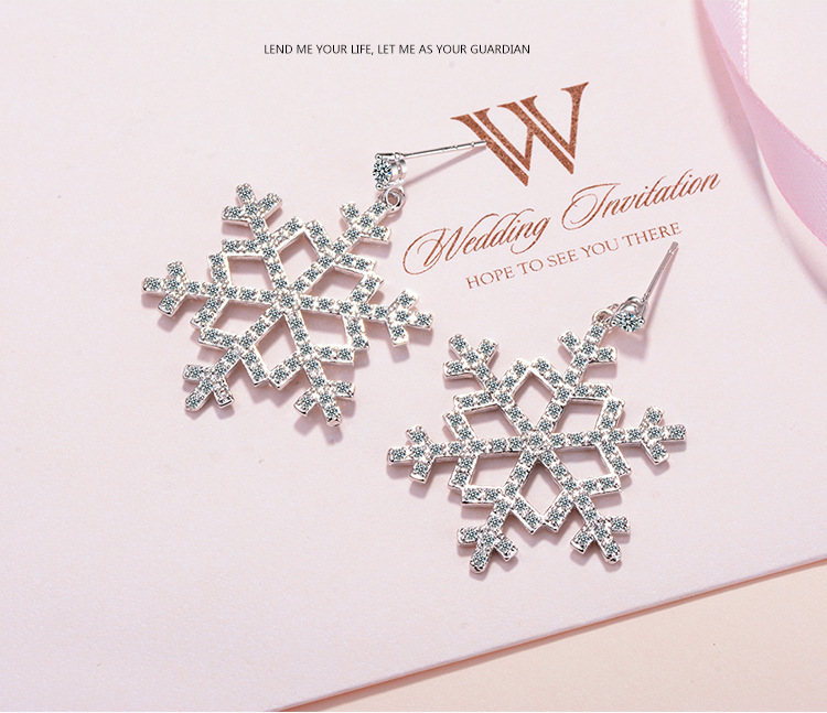 1 Pair Ig Style Shiny Snowflake Hollow Out Inlay Copper Zircon Drop Earrings display picture 1