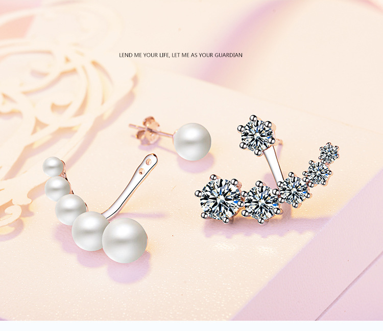 1 Pair Ig Style Shiny Round Asymmetrical Plating Inlay Copper Pearl Zircon Ear Studs display picture 1