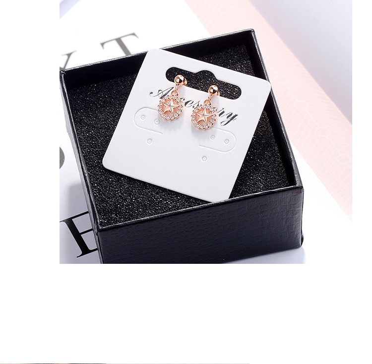 1 Pair Elegant Luxurious Commute Star Plating Inlay Copper Zircon Rose Gold Plated White Gold Plated Drop Earrings display picture 3