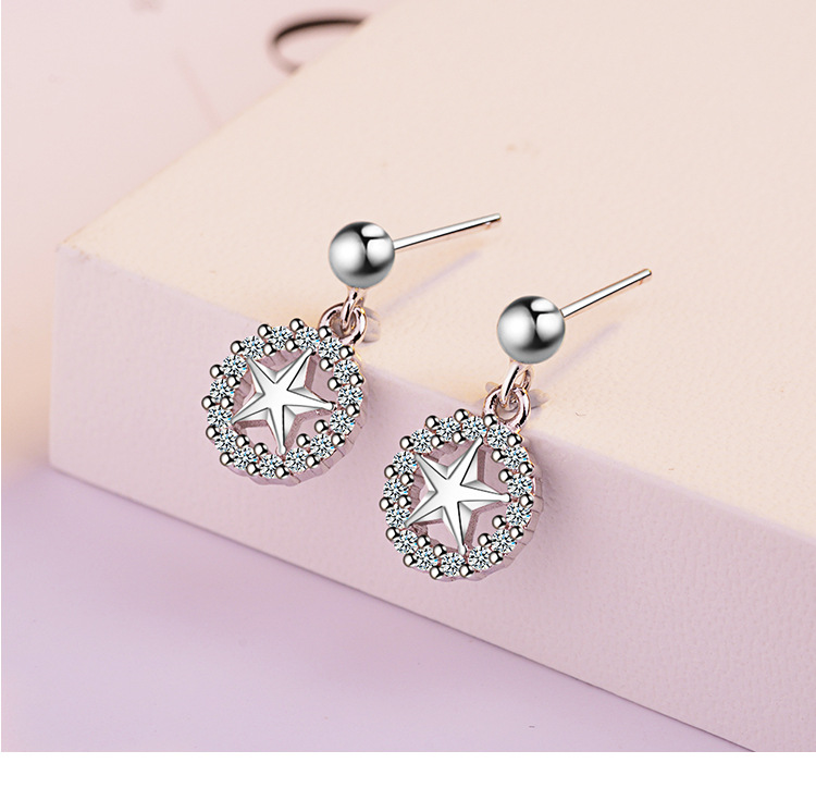 1 Pair Elegant Luxurious Commute Star Plating Inlay Copper Zircon Rose Gold Plated White Gold Plated Drop Earrings display picture 5