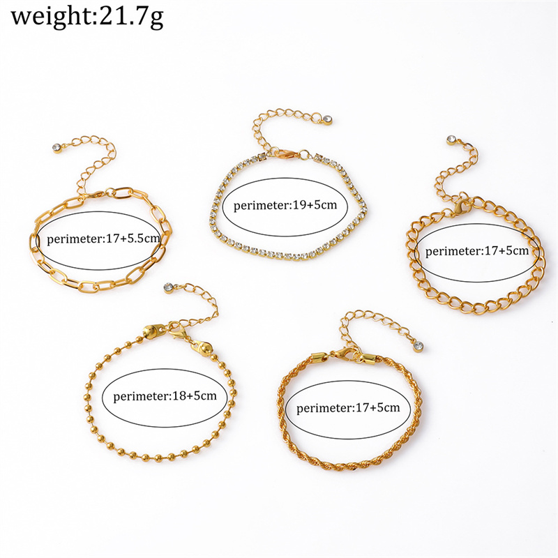 Simple Style Streetwear Round Heart Shape Solid Color Alloy Iron Copper Beaded Plating Inlay Rhinestones Zircon Women's Bracelets display picture 12