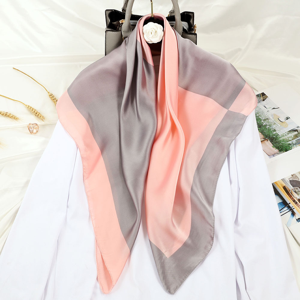 Women's Ig Style Simple Style Color Block Flower Satin Silk Scarf display picture 2