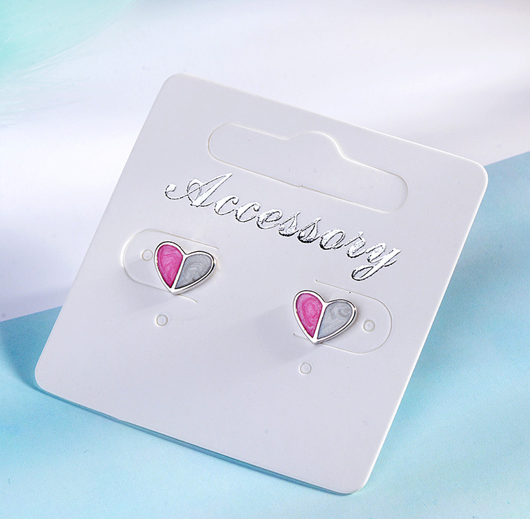 1 Pair Simple Style Heart Shape Epoxy Plating Copper Ear Studs display picture 1