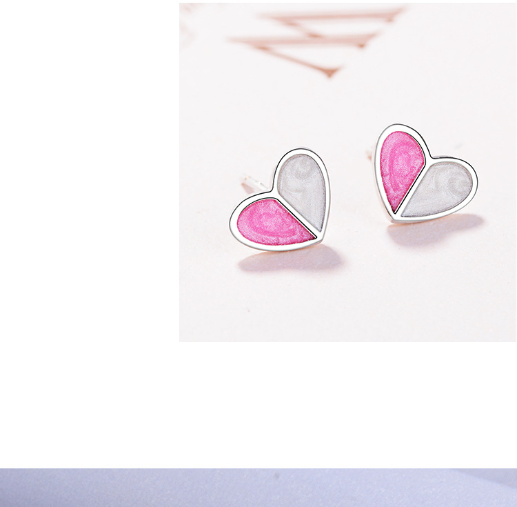 1 Pair Simple Style Heart Shape Epoxy Plating Copper Ear Studs display picture 6
