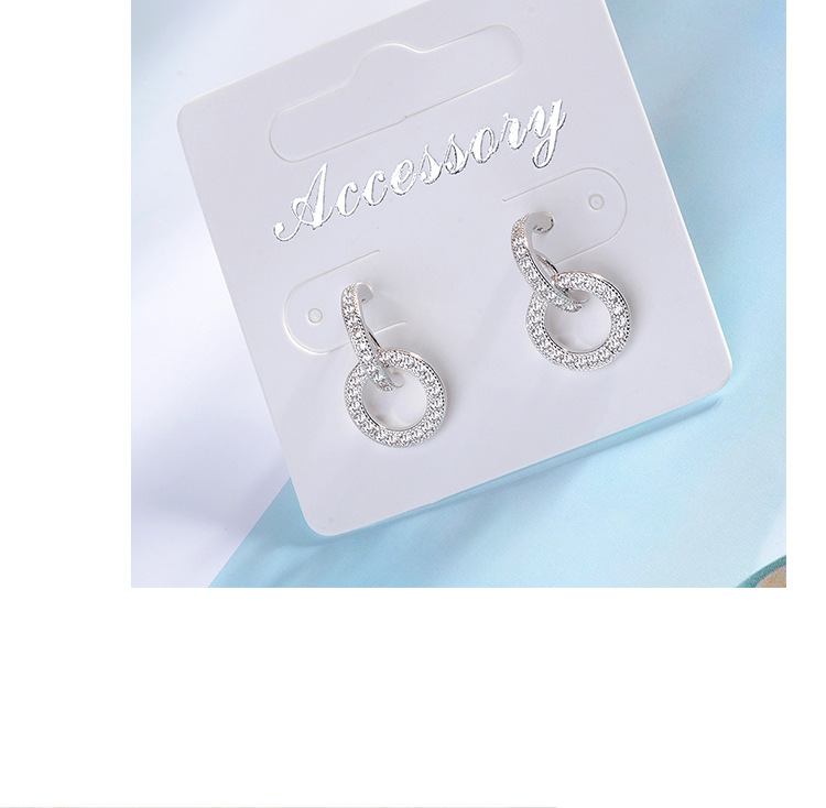 1 Pair Simple Style Circle Hollow Out Inlay Copper Zircon Drop Earrings display picture 3