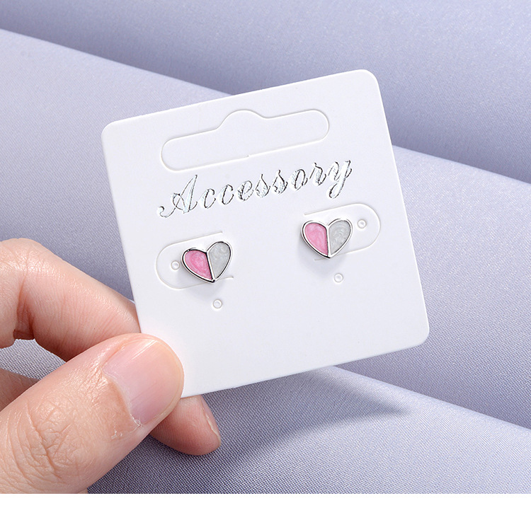 1 Pair Simple Style Heart Shape Epoxy Plating Copper Ear Studs display picture 7