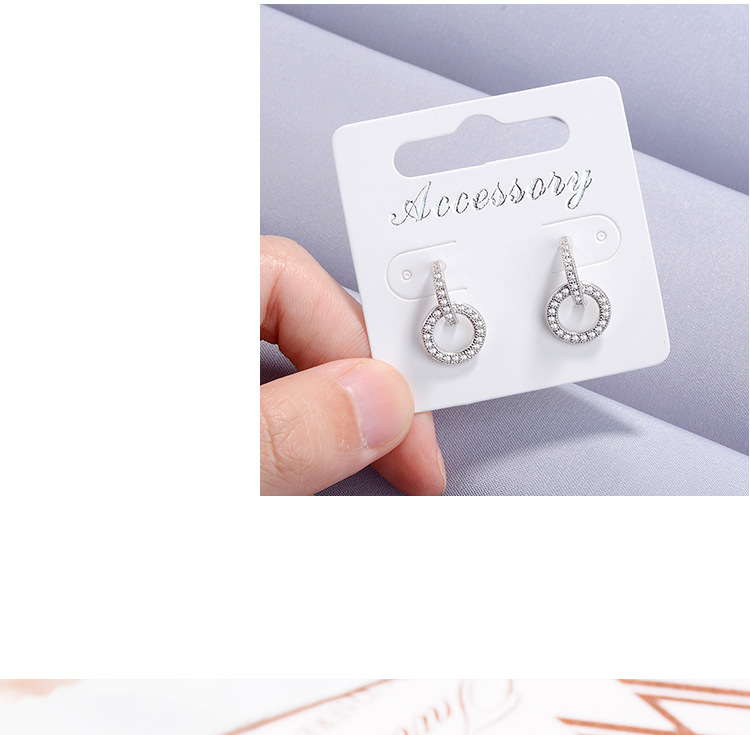 1 Pair Simple Style Circle Hollow Out Inlay Copper Zircon Drop Earrings display picture 6