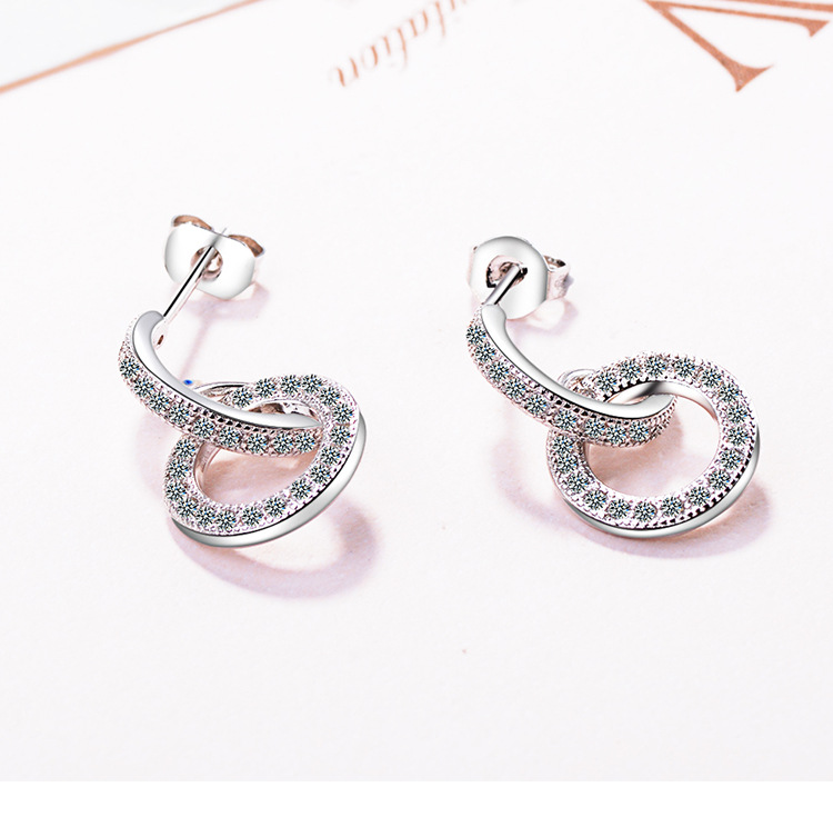 1 Pair Simple Style Circle Hollow Out Inlay Copper Zircon Drop Earrings display picture 7
