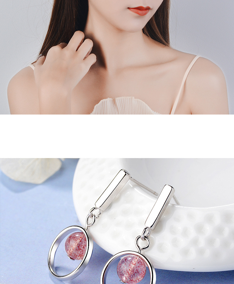 1 Piece Ig Style Simple Style Round Crystal Plating Copper White Gold Plated Drop Earrings display picture 2