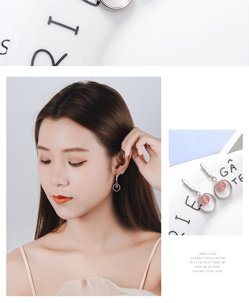 1 Piece Ig Style Simple Style Round Crystal Plating Copper White Gold Plated Drop Earrings display picture 3