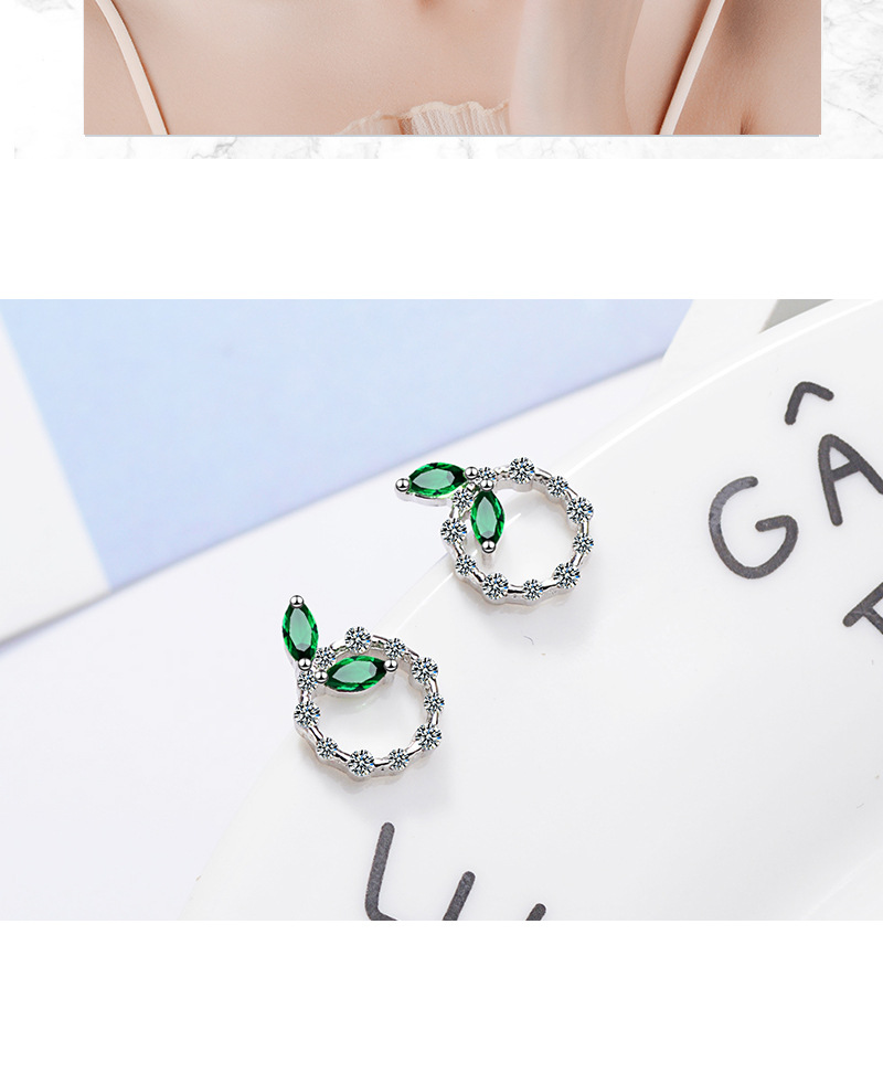 1 Piece Sweet Leaf Plating Inlay Copper Zircon White Gold Plated Ear Studs display picture 6
