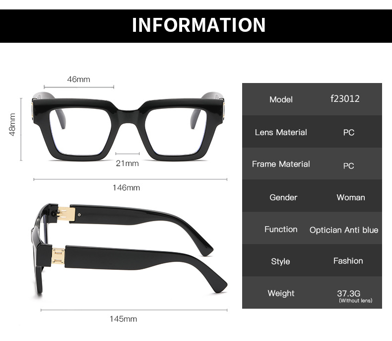 Simple Style Solid Color Pc Square Full Frame Optical Glasses display picture 3