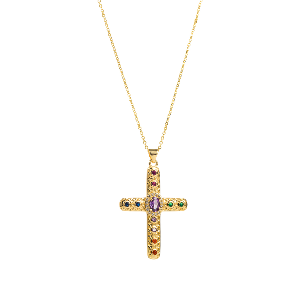 Modern Style Simple Style Cross Copper Plating Inlay Pearl Zircon Pendant Necklace display picture 2