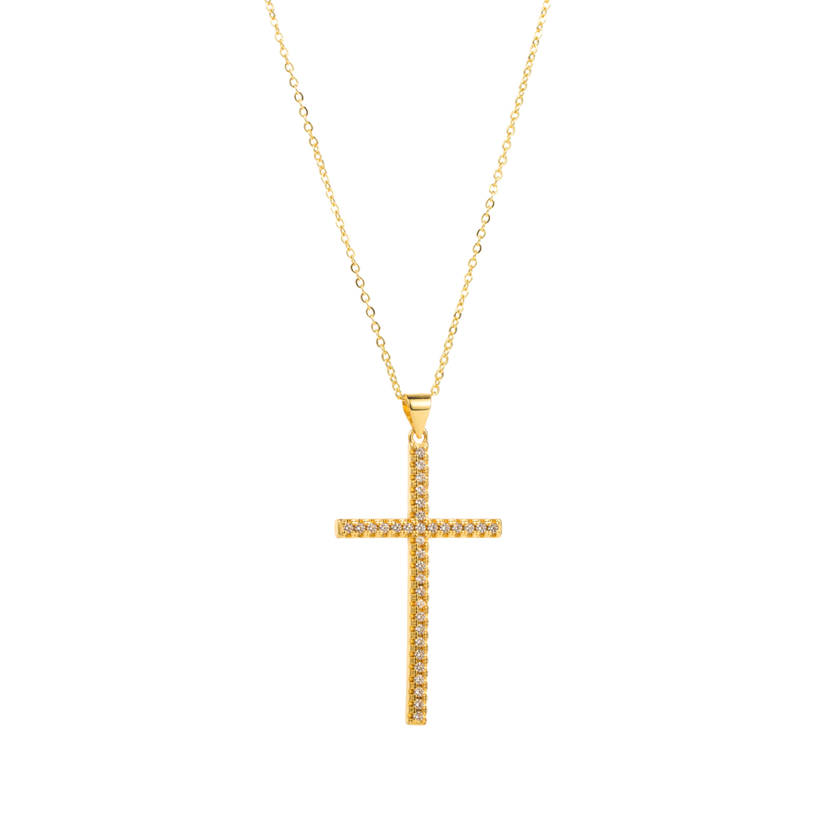 Modern Style Simple Style Cross Copper Plating Inlay Pearl Zircon Pendant Necklace display picture 1