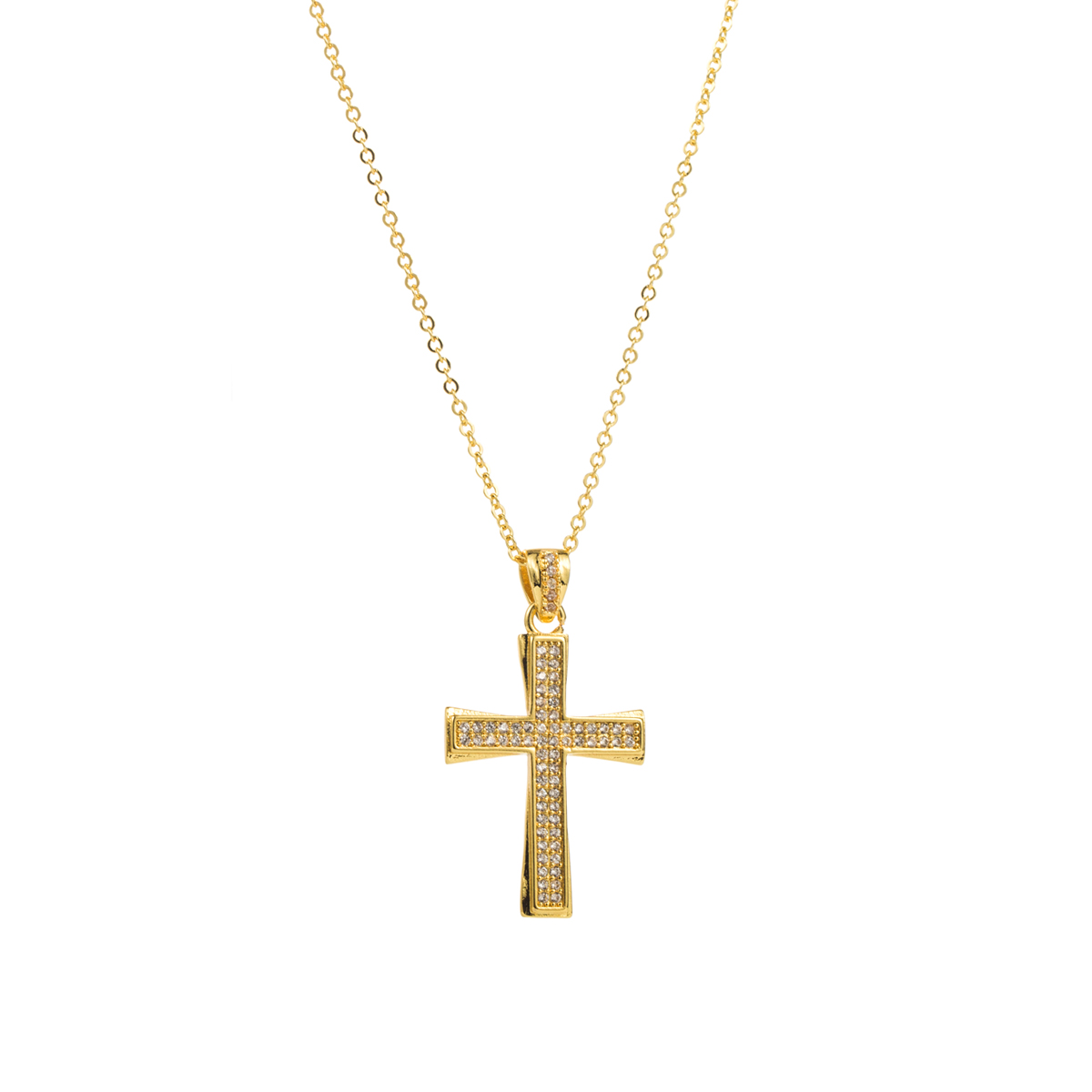 Modern Style Simple Style Cross Copper Plating Inlay Pearl Zircon Pendant Necklace display picture 4