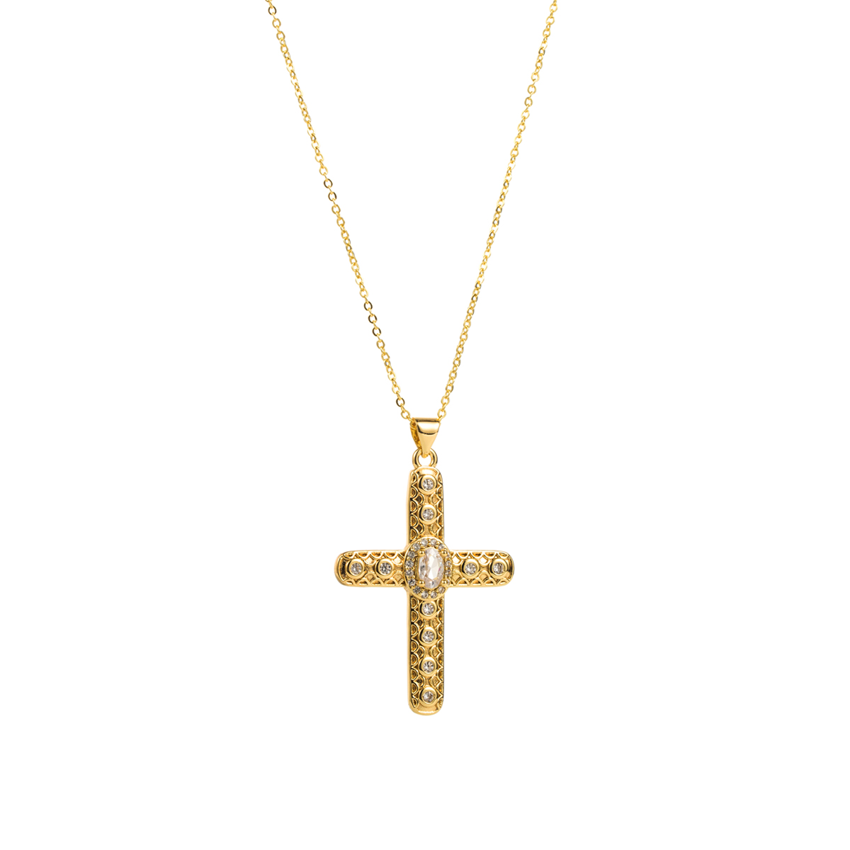Modern Style Simple Style Cross Copper Plating Inlay Pearl Zircon Pendant Necklace display picture 6