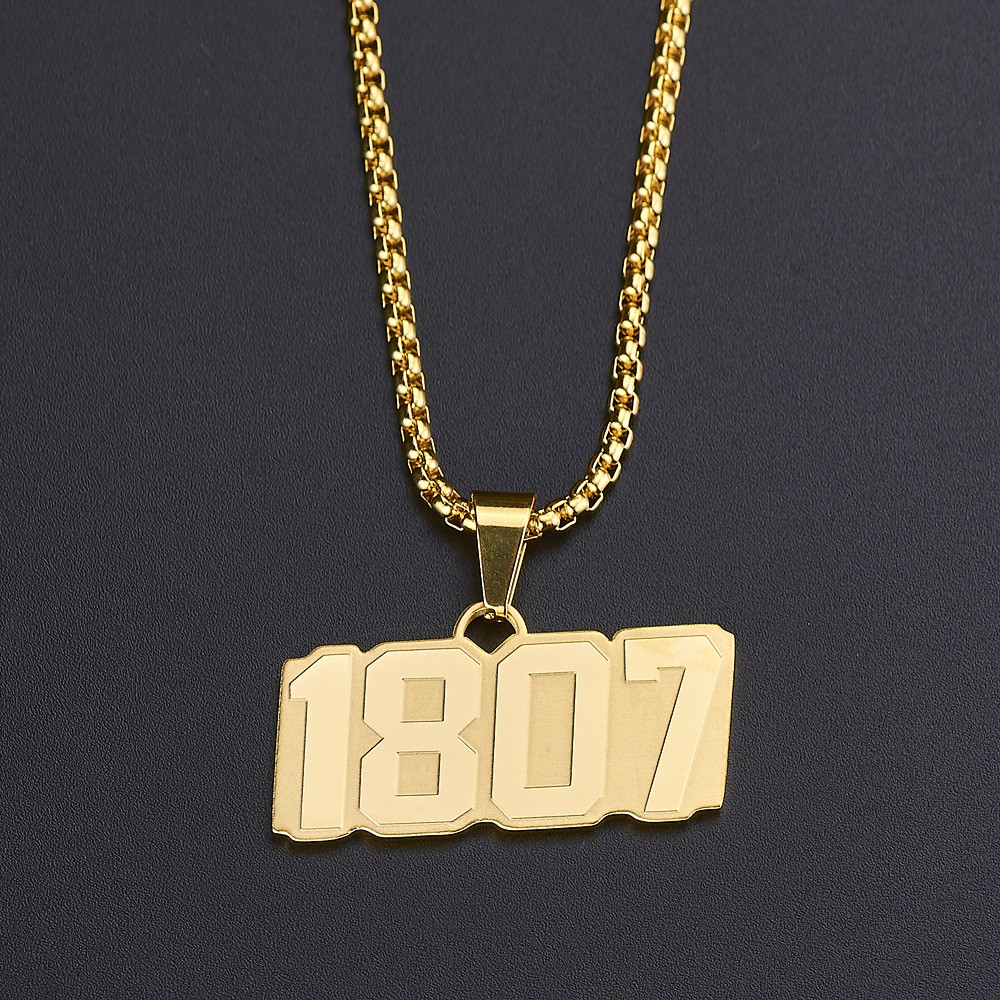 304 Stainless Steel 18K Gold Plated Hip-Hop Plating Number Pendant Necklace display picture 2