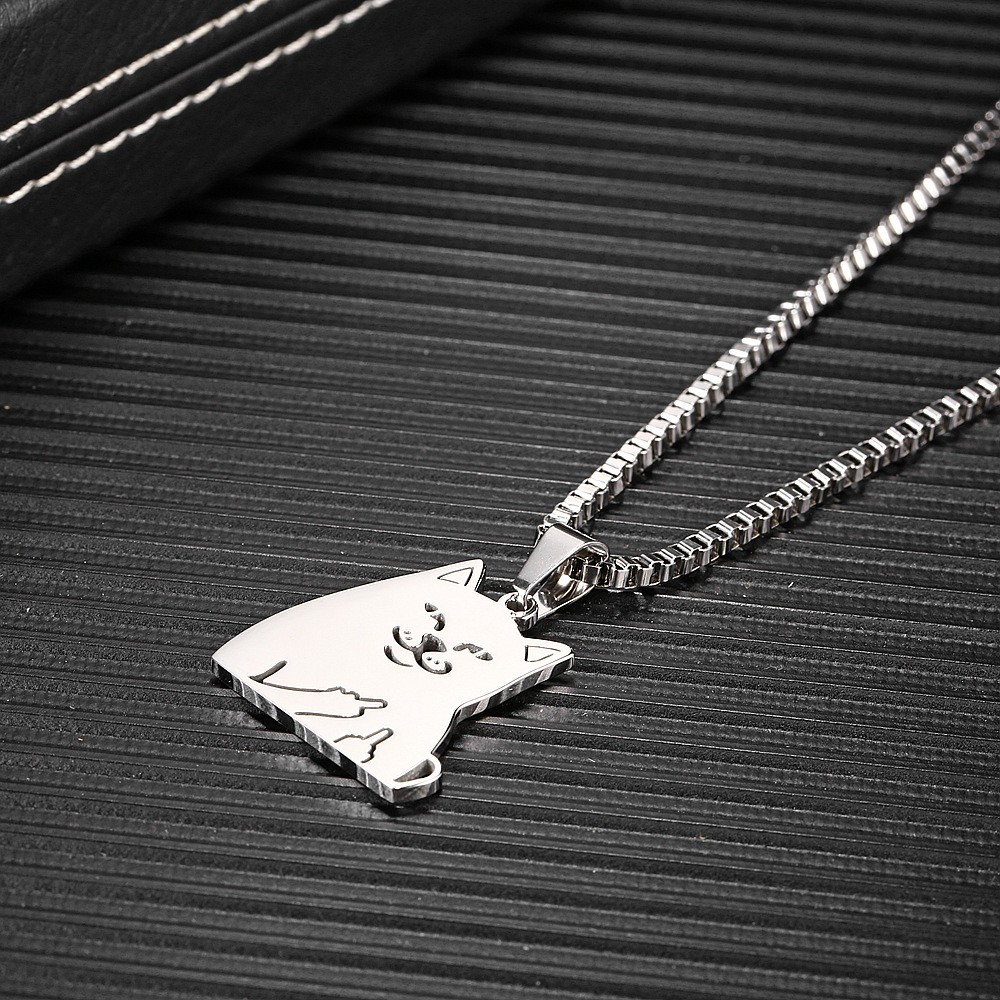 304 Stainless Steel 18K Gold Plated Hip-Hop Funny Plating Cat Pendant Necklace display picture 5