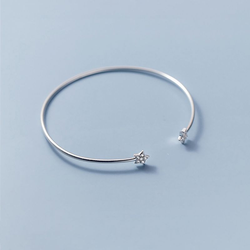 Elegant Star Solid Color Sterling Silver Plating Inlay Zircon White Gold Plated Bangle display picture 2
