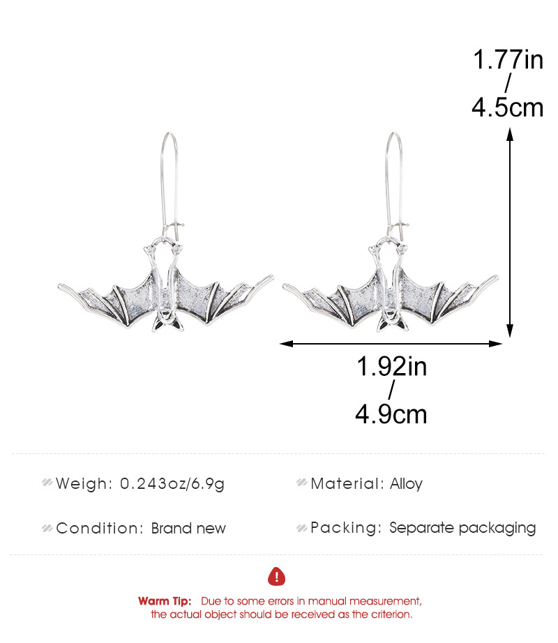 1 Pair Retro Bat Plating Alloy Drop Earrings display picture 1