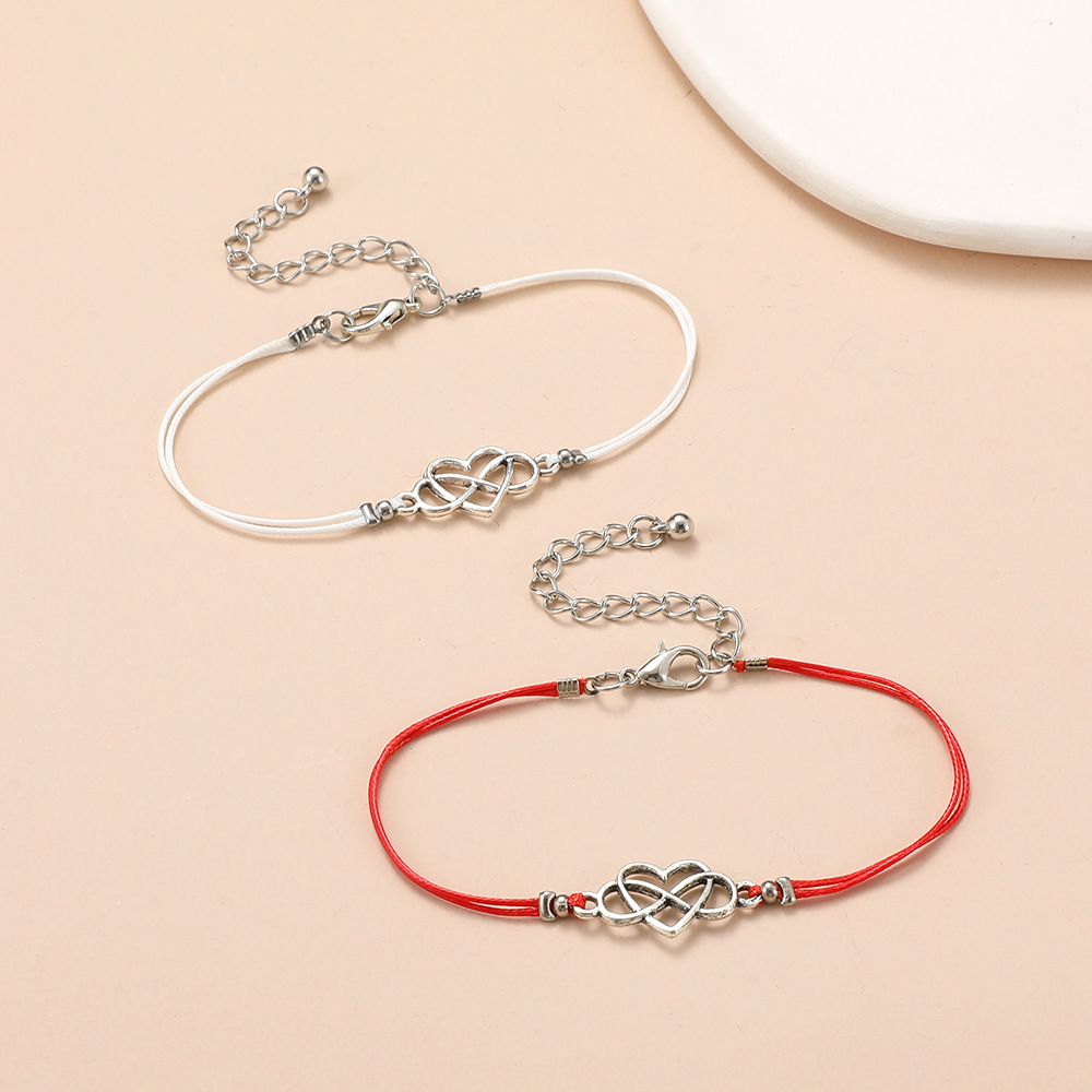 Simple Style Infinity Heart Shape Alloy Wax Line Plating Hollow Out Couple Bracelets display picture 4