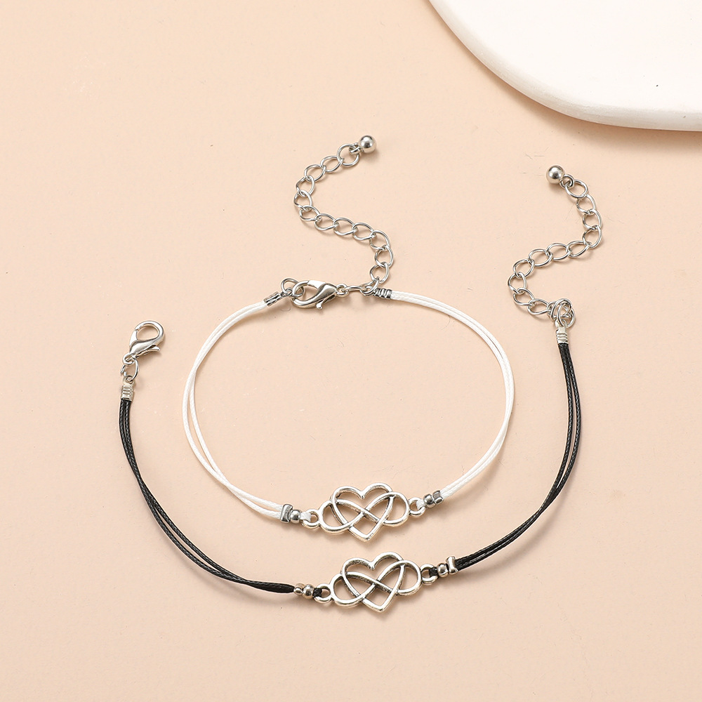 Simple Style Infinity Heart Shape Alloy Wax Line Plating Hollow Out Couple Bracelets display picture 5